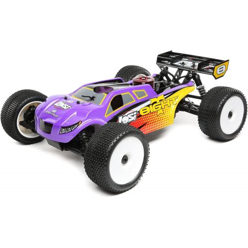  Losi RC Car 1/8 8IGHT-T 4WD Truggy Nitro RTR (Nitromethane Fuel, Dispenser, Charger and Glow Igniter not Included) Purple/Yellow, LOS04011V2