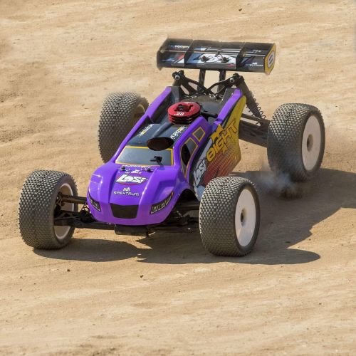  Losi RC Car 1/8 8IGHT-T 4WD Truggy Nitro RTR (Nitromethane Fuel, Dispenser, Charger and Glow Igniter not Included) Purple/Yellow, LOS04011V2