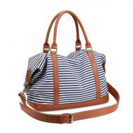 Losmile Womens Travel Duffel Bag LOSMILE Carry-on Bag Weekend Tote Bag Overnight Bag (Navy Blue Stripe)