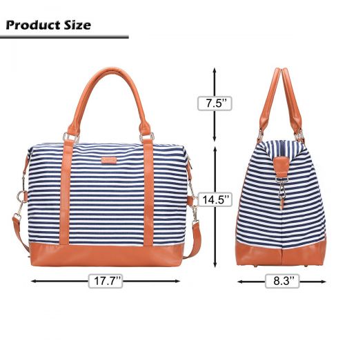  Losmile Womens Travel Duffel Bag LOSMILE Carry-on Bag Weekend Tote Bag Overnight Bag (Navy Blue Stripe)