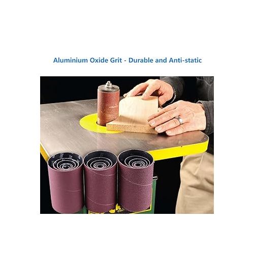  LotFancy Spindle Sander Sleeves, 24PCS Sanding Sleeves for Oscillating Sander, 60 80 120 240 Assorted Grit Sandpaper, 4-1/2” Length, 1/2”, 3/4”, 1”, 1-1/2”, 2”, 3” Diameter