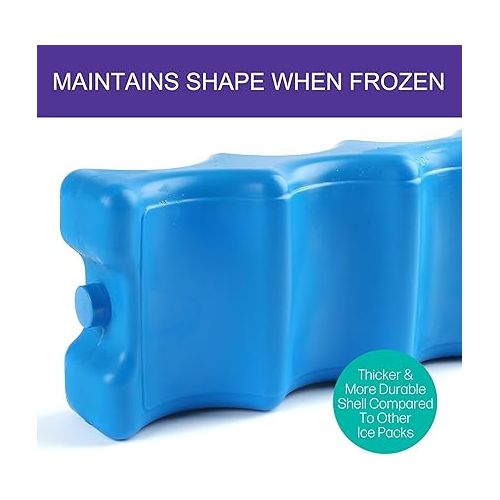  Ice Pack for Coolers, Breastmilk Bottle Storage, Lunch Box, Insulated Contoured Freezer Pack, Long Lasting Reusable Cool Pack for Beer Soda, Camping Beach Picnic