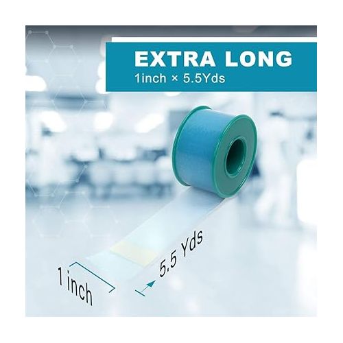  LotFancy Medical Soft Silicone Tape, 4Rolls 1inch x 5.5Yards, Adhesive Water-Proof Surgical Tape with Perforation for Easy Tear, Surgery First Aid Tape for Wound, Bandage