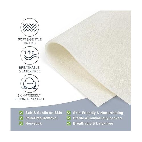  LotFancy Calcium Alginate Wound Dressing, 4”x8” Patches, 10 Count, Non-Stick Padding, Highly Absorbent Wound Dressings Pads for Emergency Care, Fast Healing