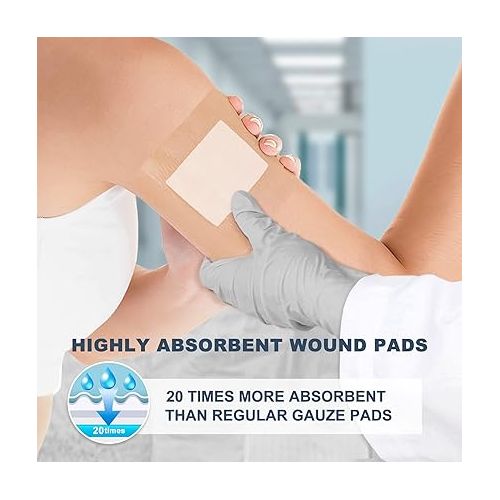  LotFancy Calcium Alginate Wound Dressing, 4”x8” Patches, 10 Count, Non-Stick Padding, Highly Absorbent Wound Dressings Pads for Emergency Care, Fast Healing