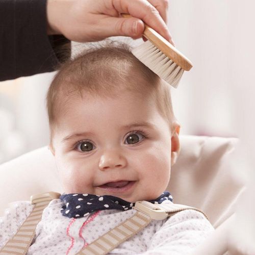  [아마존베스트]LotFancy Baby Hair Brush and Comb Set for Newborns & Toddlers, Natural Wooden Soft Goat Bristle Brush for Cradle Cap Wooden Comb Perfect for Baby Shower and Registry Gift