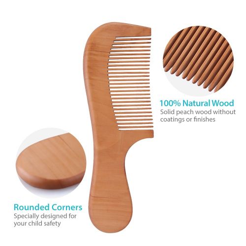  [아마존베스트]LotFancy Baby Hair Brush and Comb Set for Newborns & Toddlers, Natural Wooden Soft Goat Bristle Brush for Cradle Cap Wooden Comb Perfect for Baby Shower and Registry Gift