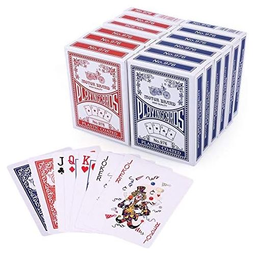  [아마존베스트]LotFancy Playing Cards, Poker Size Standard Index, 12 Decks of Cards (6 Blue and 6 Red), for Blackjack, Euchre, Canasta, Pinochle Card Game