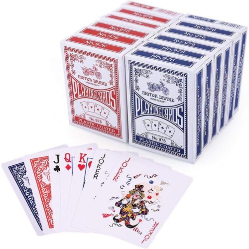  [아마존베스트]LotFancy Playing Cards, Poker Size Standard Index, 12 Decks of Cards (6 Blue and 6 Red), for Blackjack, Euchre, Canasta, Pinochle Card Game