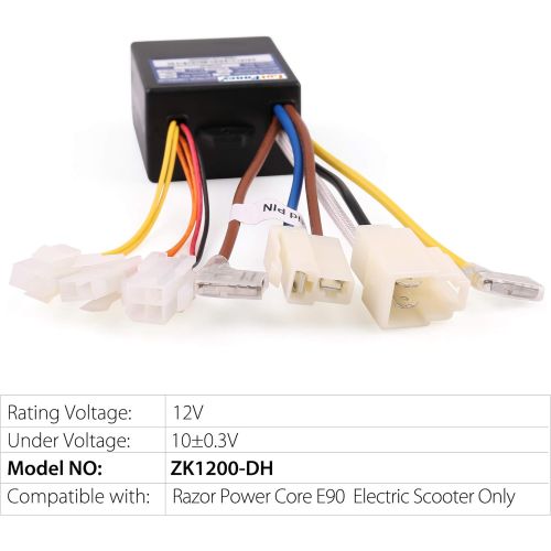  LotFancy 12V Controller with 7 Connectors for Razor Power Core E90 Only, Model No: ZK1200-DH