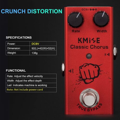  lotmusic Electric Guitar Effects Pedal Mini Single Type DC 9V True Bypass Classic Chorus (Red)