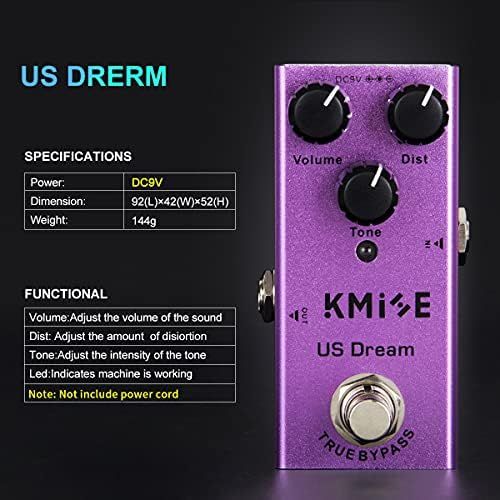  lotmusic Electric Guitar Effects Pedal Mini Single Type DC 9V True Bypass US Dream(Purple)