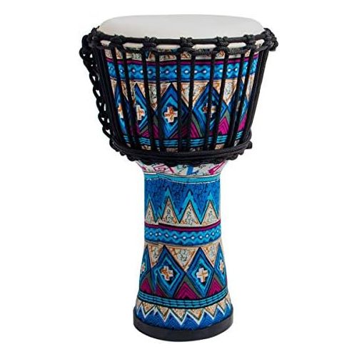  [아마존베스트]lotmusic Djembe African Drum Bongo Congo Stardard Size Mahogany Goatskin Drumhead (8, Blue)