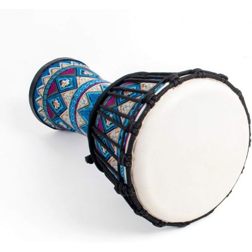  [아마존베스트]lotmusic Djembe African Drum Bongo Congo Stardard Size Mahogany Goatskin Drumhead (8, Blue)