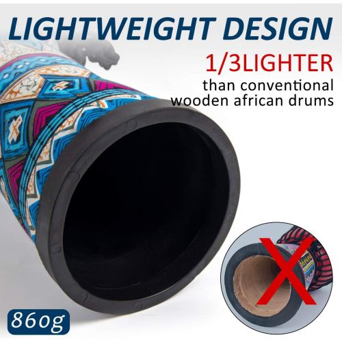  [아마존베스트]lotmusic Djembe African Drum Bongo Congo Stardard Size Mahogany Goatskin Drumhead (8, Blue)