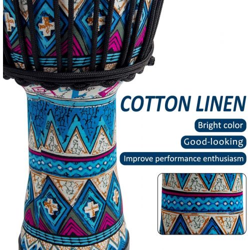  [아마존베스트]lotmusic Djembe African Drum Bongo Congo Stardard Size Mahogany Goatskin Drumhead (8, Blue)