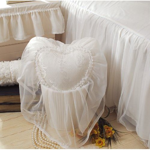  Lotus FADFAY Home Textile,Beautiful Milk White Ruffle Bedding Set,Korean Bedding Sets,Girls Lace Ruffled Bedding Set,9Pcs,Queen