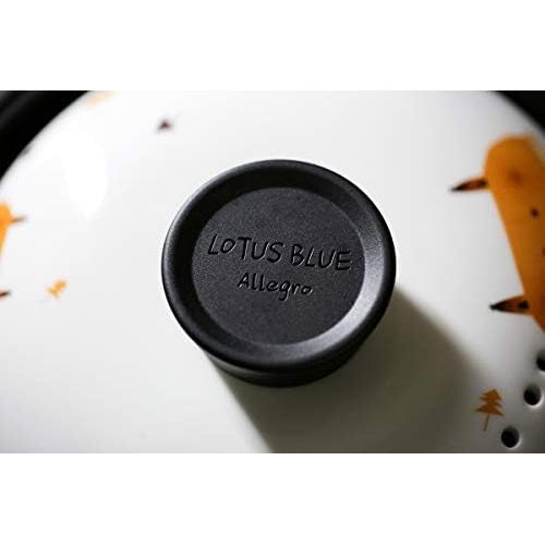 제네릭 [아마존베스트]Lotus Blue 3-Quart Cartoon Pattern Ceramic Round Black Dish Casserole/Clay Pot/Earthen Pot/Ceramic Cookware With White Lid Heat-Resistant Fox Girl Uncle Brown Bear Gift Box