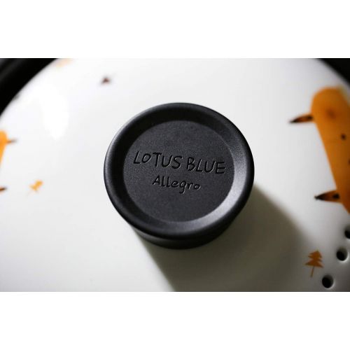 제네릭 [아마존베스트]Lotus Blue 3-Quart Cartoon Pattern Ceramic Round Black Dish Casserole/Clay Pot/Earthen Pot/Ceramic Cookware With White Lid Heat-Resistant Fox Girl Uncle Brown Bear Gift Box