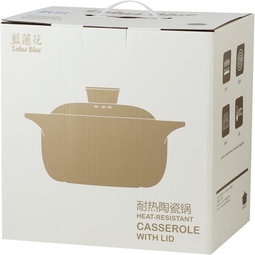 제네릭 [아마존베스트]Lotus Blue 3-Quart Cartoon Pattern Ceramic Round Black Dish Casserole/Clay Pot/Earthen Pot/Ceramic Cookware With White Lid Heat-Resistant Fox Girl Uncle Brown Bear Gift Box