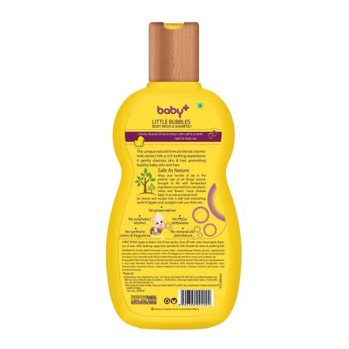  Pack of 2 - Lotus Herbals Baby+ Little Bubbles Body Wash and Shampoo, 200ml