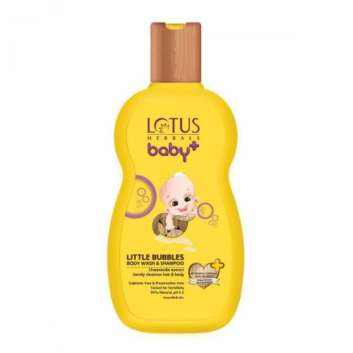  Pack of 2 - Lotus Herbals Baby+ Little Bubbles Body Wash and Shampoo, 200ml