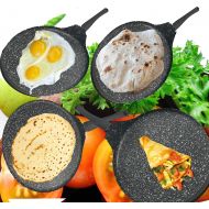 Lotus Home Crepe Pan, Black, With Nonstick Coating - Great Skillet for Omelets and Crepes with Granite Coating & silicone Handle Induction compatibles (1)