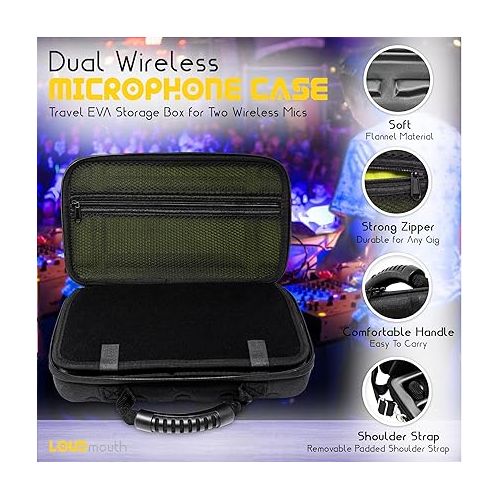  LOUDmouth Dual Wireless Microphone Case | Hard Shell Travel EVA Storage Box for Two Wireless Mics | Hardshell Carrying Case | CASE ONLY | 12.5