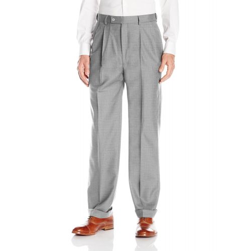  Louis+Raphael Louis Raphael Mens Luxe 100% Wool Pleated Dress Pant with Hidden Extension Waist Band