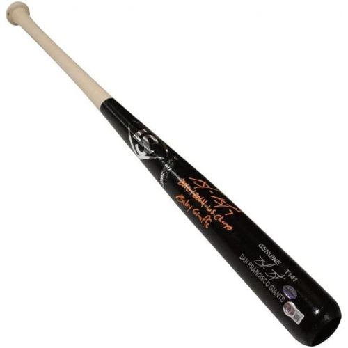  Louisville Slugger Brandon Belt WS Champs Baby Giraffe Autographed Black Baseball Bat - BAS