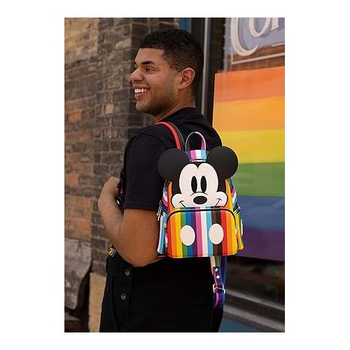  Loungefly Mickey Mouse Pride Backpack, Rainbow Flag Bag, Pride Bags for LGBT Pride Month, Rainbow Striped Gifts & Accessories