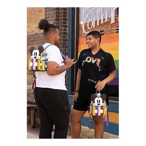  Loungefly Mickey Mouse Pride Backpack, Rainbow Flag Bag, Pride Bags for LGBT Pride Month, Rainbow Striped Gifts & Accessories