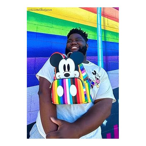  Loungefly Mickey Mouse Pride Backpack, Rainbow Flag Bag, Pride Bags for LGBT Pride Month, Rainbow Striped Gifts & Accessories