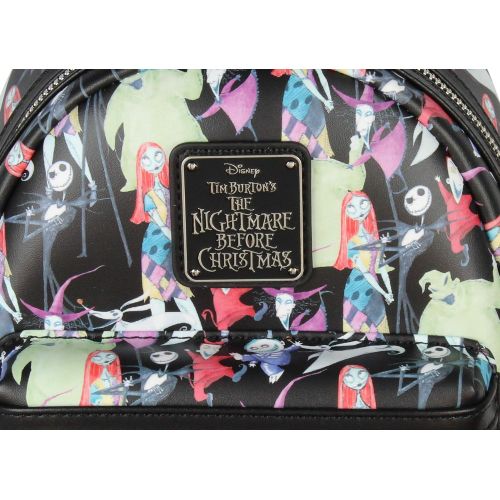  Loungefly The Nightmare Before Christmas Allover Watercolor Character Print Mini Backpack