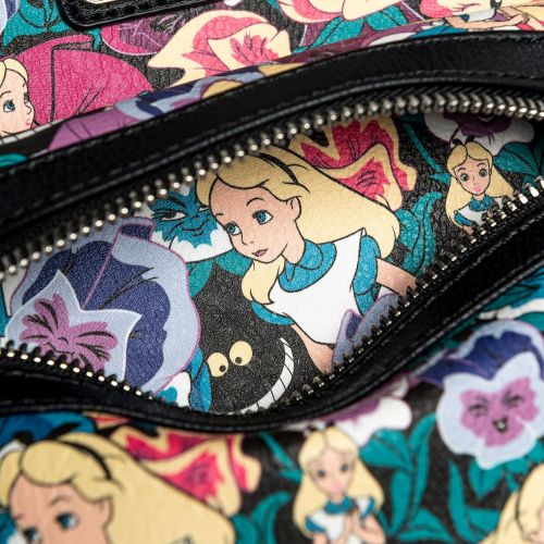  Loungefly Womens Disney Alice in Wonderland Wildflowers Double Strap Shoulder Bag Purse