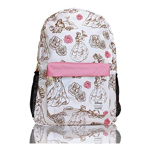  Loungefly x Disney Belle Princess Beauty Pink All Over Print Nylon Backpack