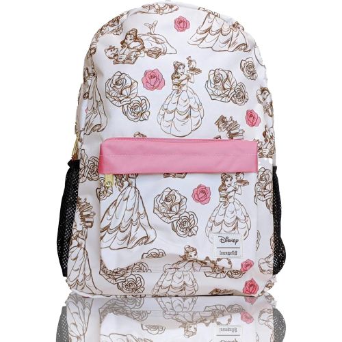  Loungefly x Disney Belle Princess Beauty Pink All Over Print Nylon Backpack