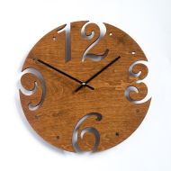 /LovEnts Large Wall Clock, Unique clock, Modern Clock, Wooden Wall Clock, Gift clock, Brown Wall Clock, Walnut wood clock