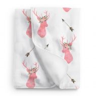 Lovable Gift Co Deer Baby Girl Blanket, Pink and Brown Floral