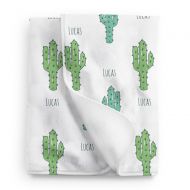 Lovable Gift Co Personalized Cactus Baby Blanket, Green Cactus Name Blanket