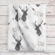 LovableGiftCo Deer baby blanket, Woodland blanket, Personalized baby boy blanket, Fleece (BB231)