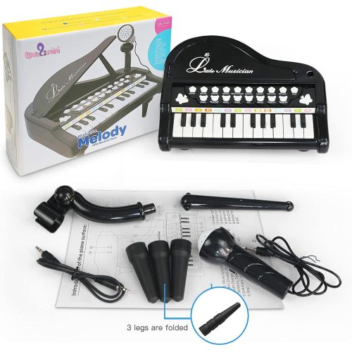  [아마존베스트]Love&Mini Toy Piano for Kids - Birthday Gift for 3 4 5 Year Old - Educational Piano Musical Instrument Toys - Black Keyboard for Child with Built-in Microphone 24 Keys