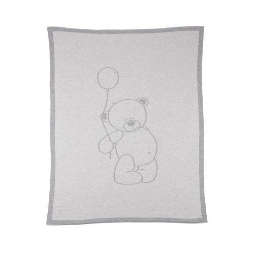  Love Cashmere Unisex 100% Cashmere Teddy Bear Baby Blanket- Gray Multi - Made in Scotland