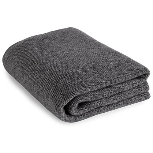  Love Cashmere Luxurious 100% Cashmere Travel Wrap Blanket - Dark Gray - handmade in Scotland by