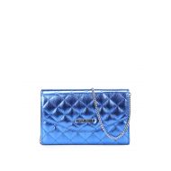 Love Moschino Quilted glossy blue clutch