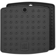 Love This Kitchen Premium Silicone Pot Holders for Kitchen - Easy to Clean Trivets for Hot Pots and Pans - This Kitchen Tool Works Well as Silicone Trivet, Hot Pads for Oven, Potholders (7x7 in, Gra