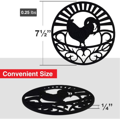  Love This Kitchen Silicone Trivet Set for Hot Dishes, Pots & Pans. These Modern Kitchen Hot Pads Come in 3 Different Country Decor Designs That Mimics Vintage Cast Iron Trivets. 7.5 inch Round, Set