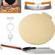 Love This Kitchen The Ultimate Pizza Making Tools  Classic 16” Round Pizza Stone, 14” Aluminum Pizza Peel and 14” Stainless Steel Rocker Cutter | Great Bundle for Baking Pizza, Cookies, Bread in Ov