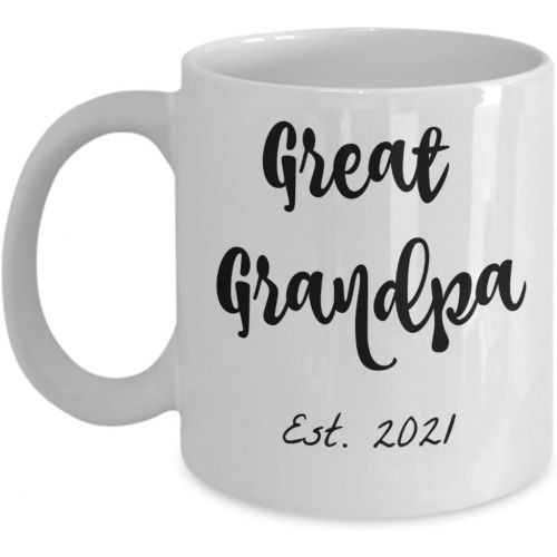  [아마존베스트]Great Grandpa Est 2021 Mug for Baby Reveal - 11oz Coffee Cup - Love This Mug