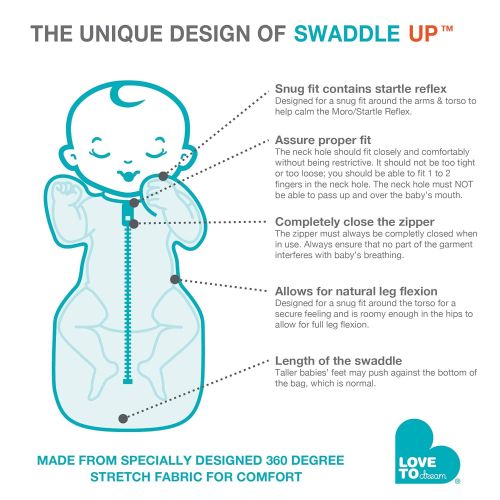  Love to Dream Love To Dream Swaddle UP Warm, Turquoise, Medium, 13-18.5 lbs, Dramatically Better Sleep, Allow...